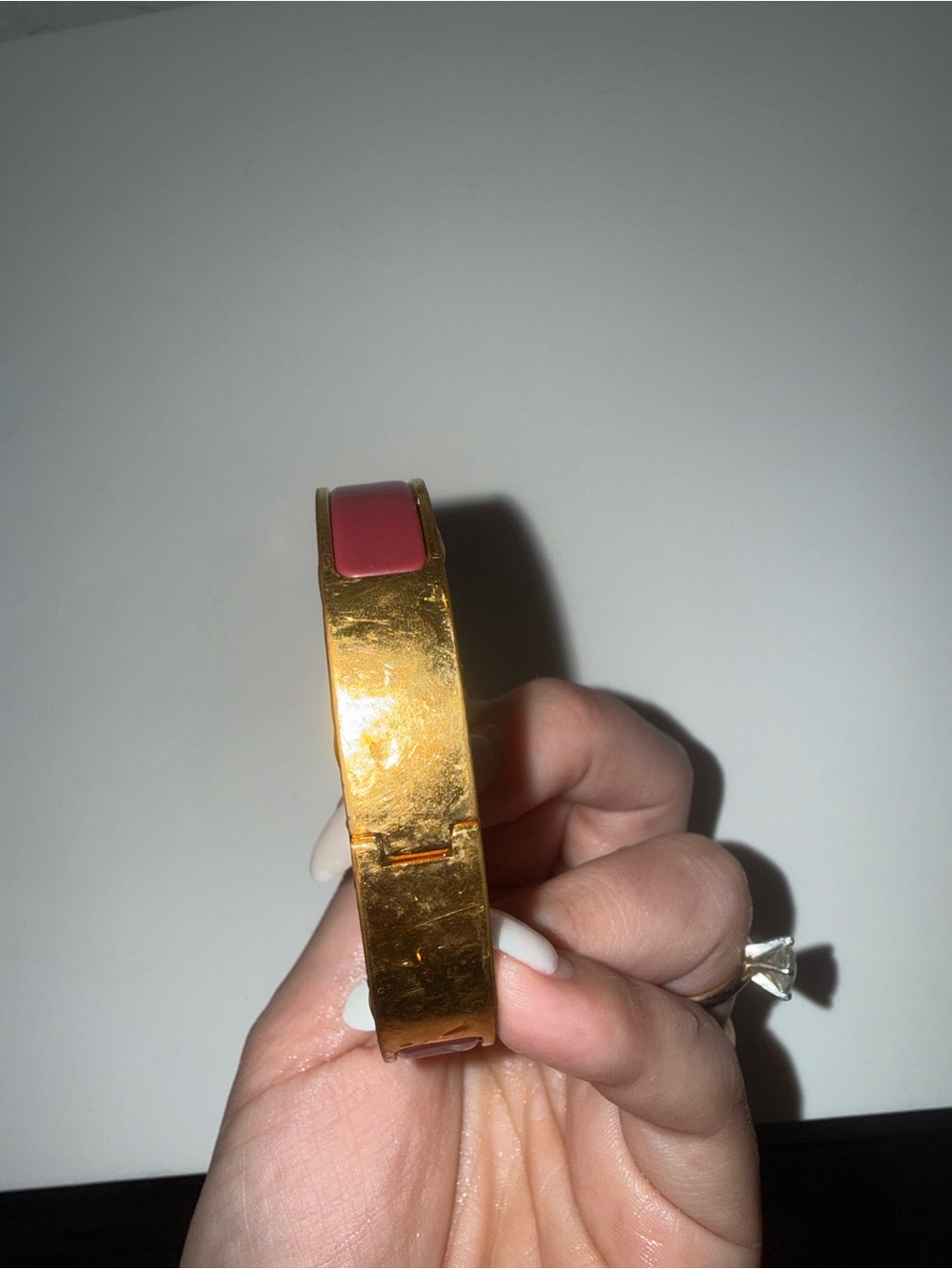 Hermes Enamel H Bracelet in Burgundy and Gold - Picture 3 of 6